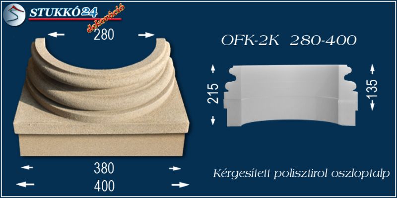 Oszloptalp kvarchomok-műgyanta bevonattal OFK-2K 280/400