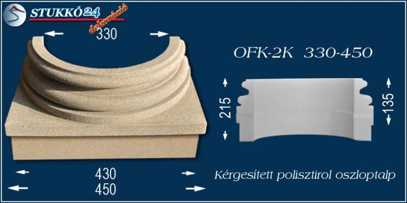 Oszloptalp kvarchomok-műgyanta bevonattal OFK-2K 330/450