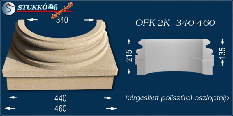 Oszloptalp kvarchomok-műgyanta bevonattal OFK-2K 340/460