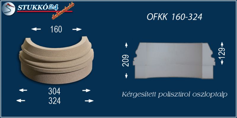 Oszloptalp kvarchomok-műgyanta bevonattal OFKK 160/324