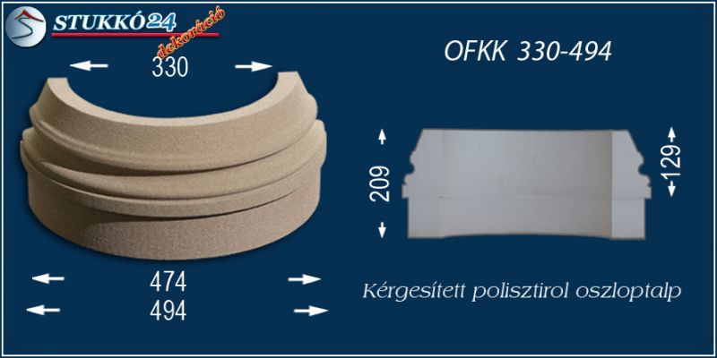 Oszloptalp kvarchomok-műgyanta bevonattal OFKK 330/494