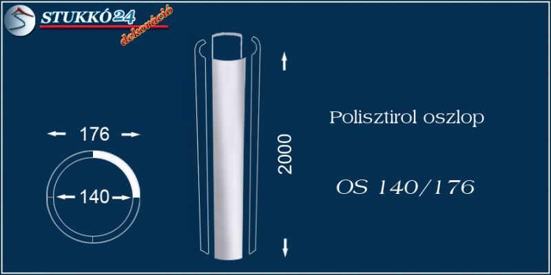 Sima felületű polisztirol oszloptest OS 140/176