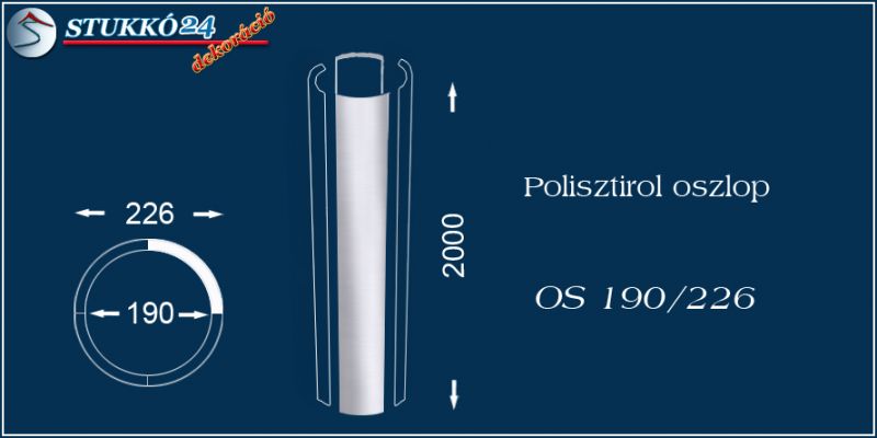 Sima felületű polisztirol oszloptest OS 190/226