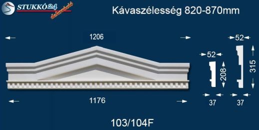 Kérgesített timpanon, ablak stukkó 103/104-F 820-870