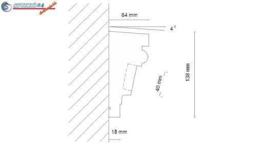 Kérgesített kültéri egyenes timpanon 107-F metszeti rajza