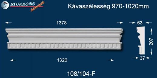 Kérgesített timpanon, egyenes ablakdísz 108+104 F 970-1020