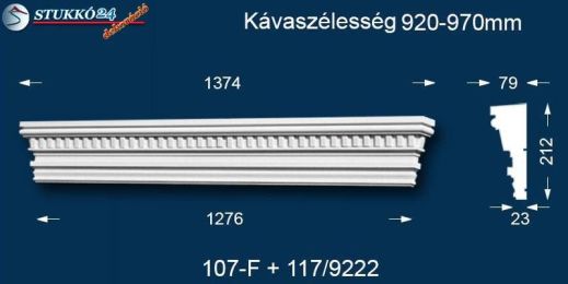 Kérgesített timpanon, ablakdísz egyenes 107-F/117 920-970