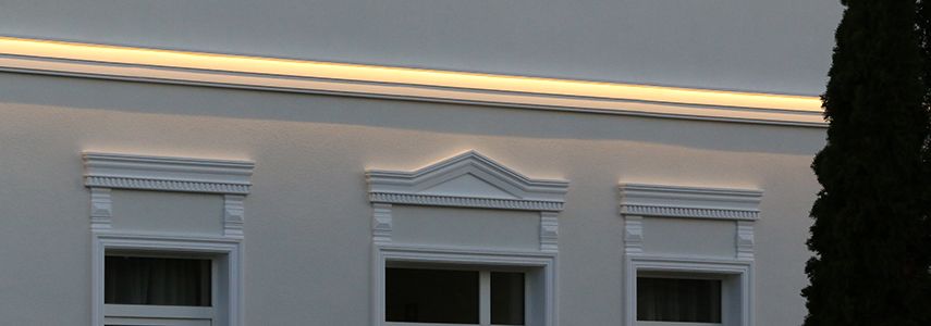 Kültéri LED stukkó homlokzati rejtett világítás kialakításához