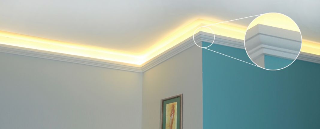 LED szalag rejtett világítás polisztirol díszléccel